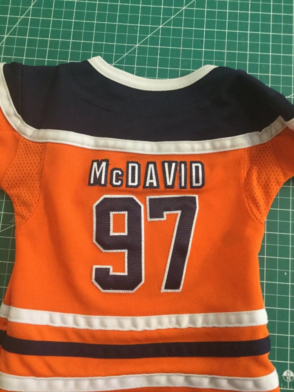 NHL McDavid jersey orange and blue Edmonton Oilers size 12 to 24 months